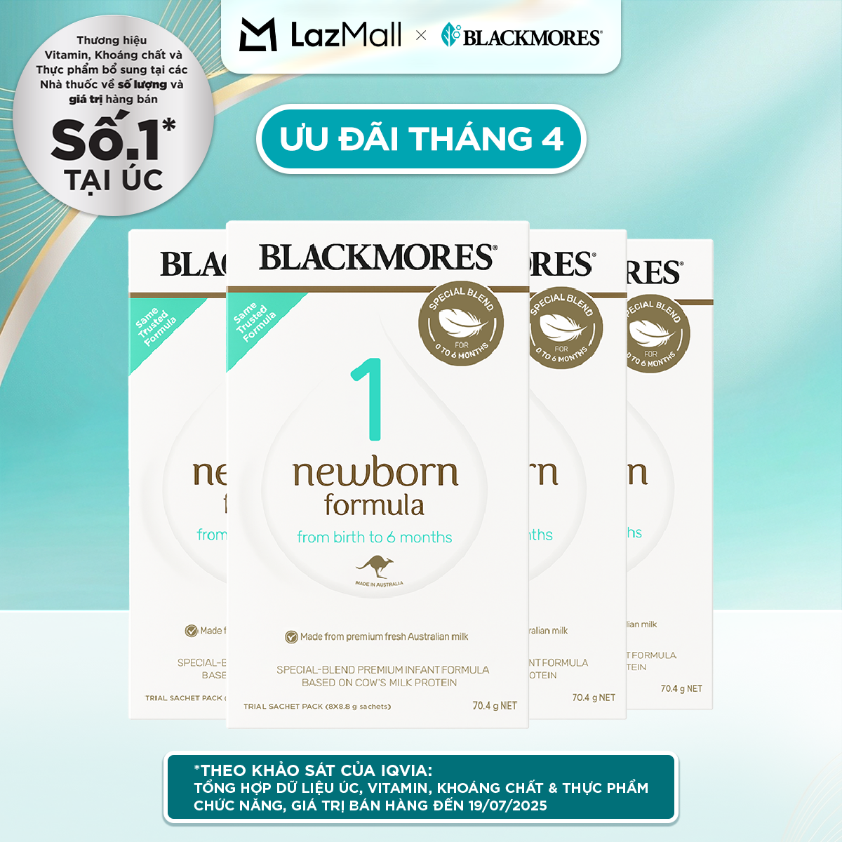 Hộp 8 gói Sữa Bột Blackmores NewBorn formula số 1 (0-6 tháng)