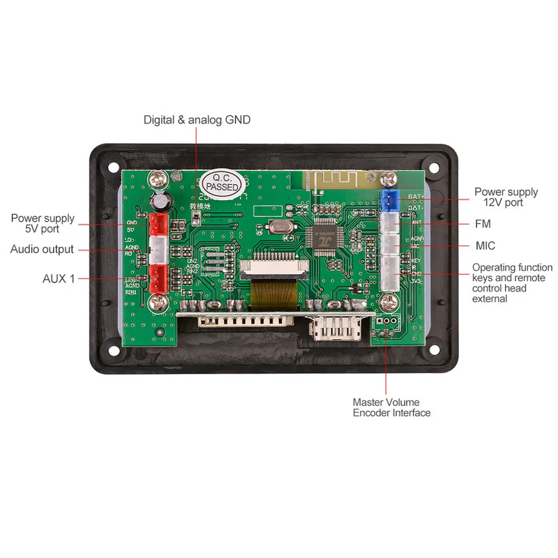 Aiyima 5V LCD MP3 Bộ giải mã DAC Bluetooth âm thanh Receiver APE FLAC WMA WAV Bộ giải mã hỗ trợ ghi 