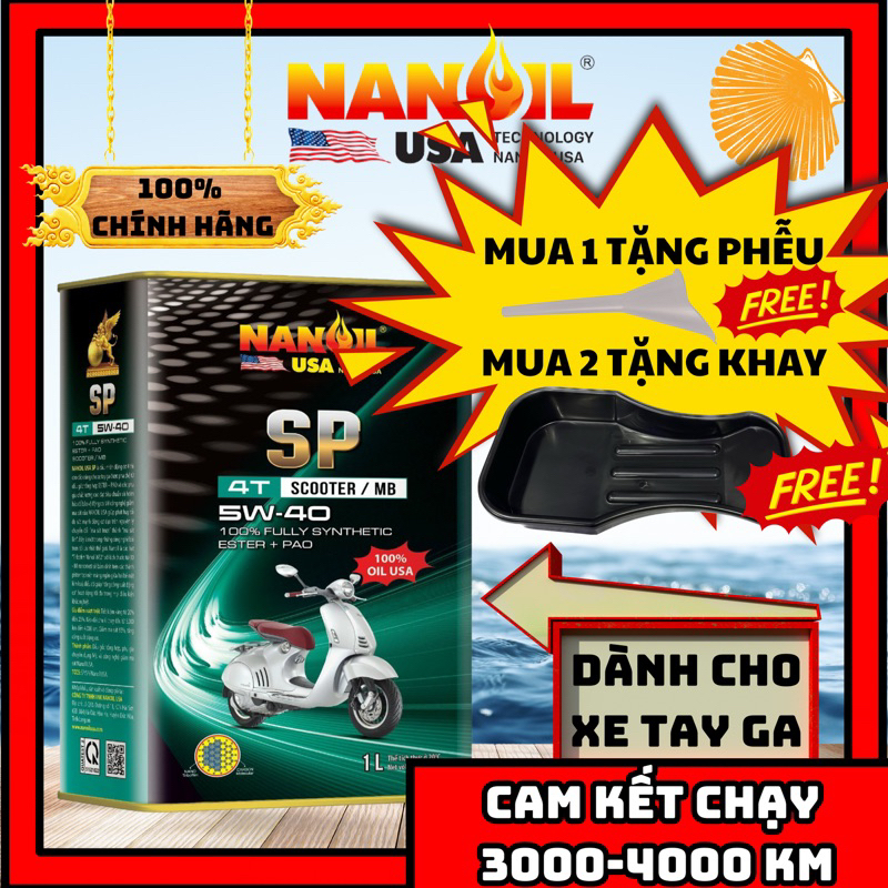 Dầu nhớt xe tay ga nanoil usa 5w40 sp