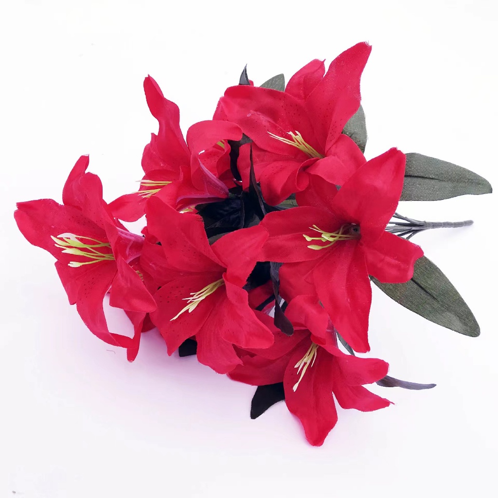KOREANS BUNGA LILY 104512 1 TANGKAI 10 CABANG BUNGA UNTUK DEKORASI PESTA WEDDING BUNGA PLASTIK