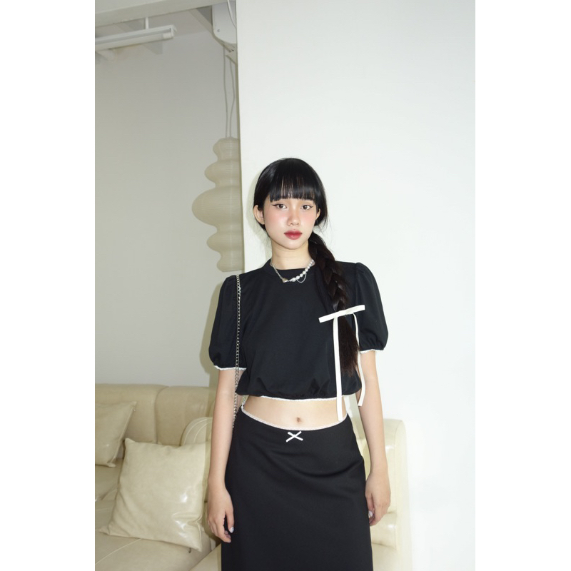 Mã lazxuhuong04 -40k đơn 299k - áo thun viền ren - garderobe