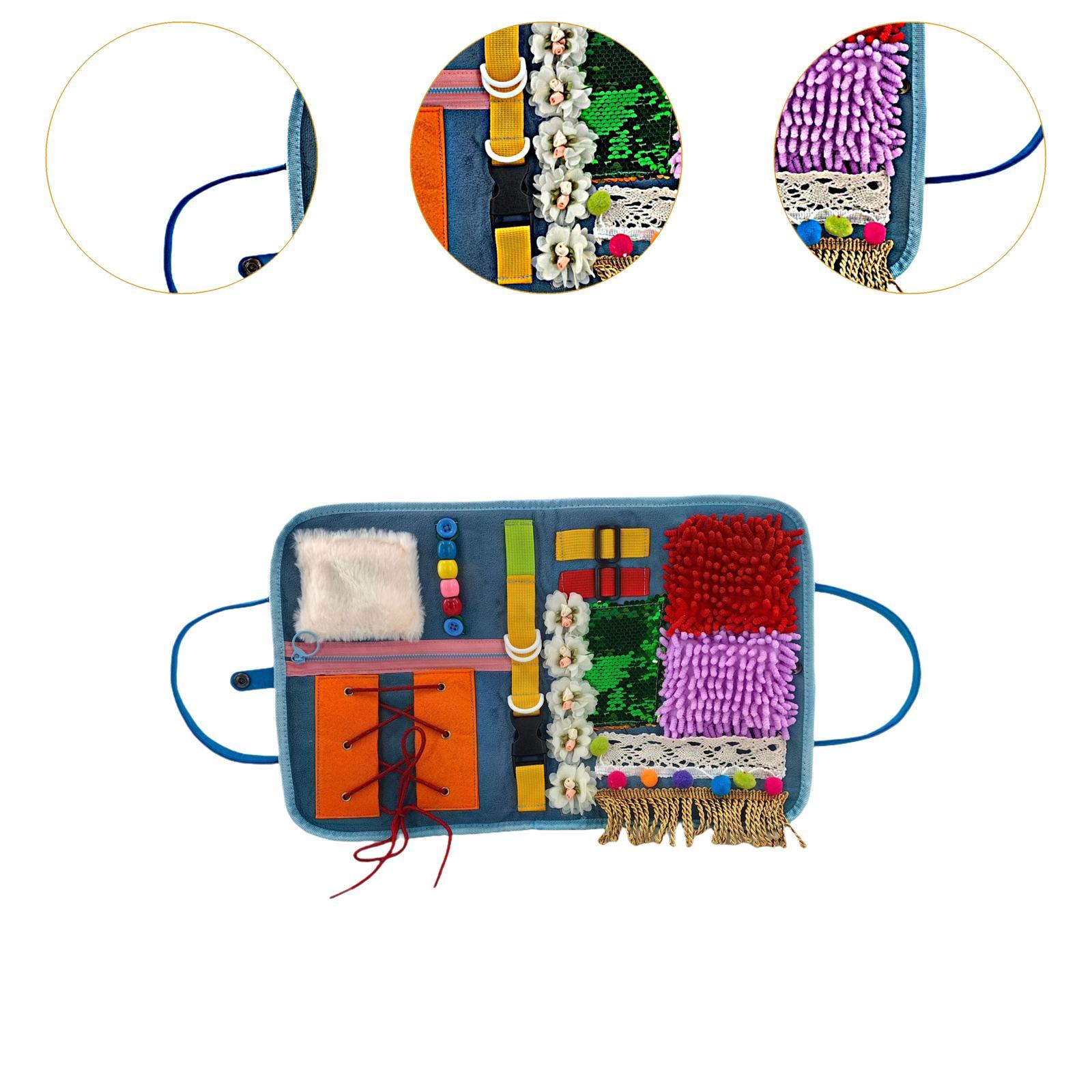Perfeclan Sensory Blanket Sensory Pad with Activities and Handle Folded Montessori Toy Educational Learning Gift for Nursing Homes