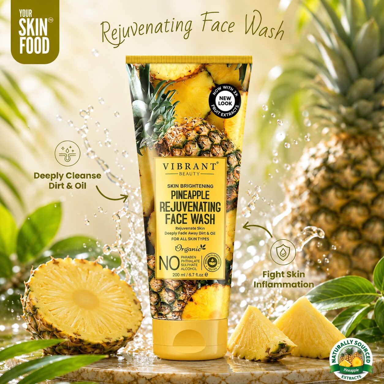 Vibrant Beauty Pineapple Rejuvenating Face Wash | Facial Cleansing Care | 200ml
