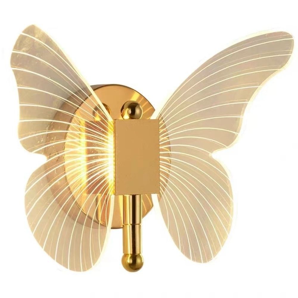 YERZ Metal Acrylic LED Butterfly Wall Lamp Tricolor Adjustment Modern Ceiling Light‘ Home Decoration Creative Bedside Lamp Bedroom Bedside