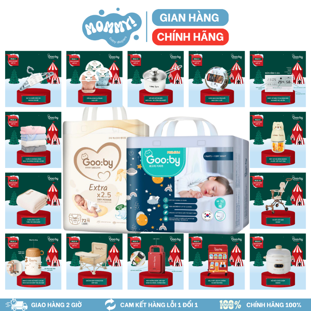[Kèm Quà Tặng] Tã/bỉm quần dán Gooby ngày đêm chống tràn hiệu quả đủ size M46/L56/XL52/XXL48 cho bé
