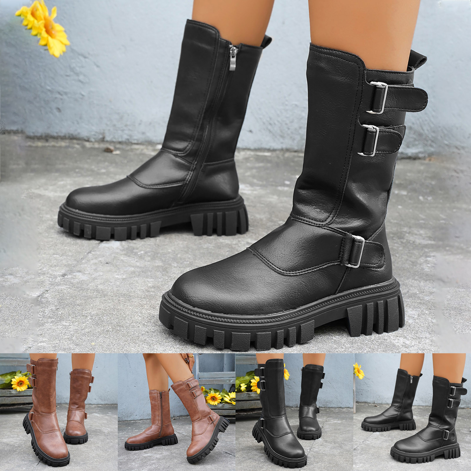 Womens Wide Calf over The Knee Boots Boot Womens Mid Rain Boots for Women