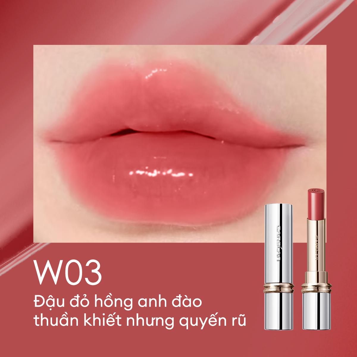 Son môi Carslan Flood Kissed Son thỏi Ánh nước trong suốt Giữ ẩm dưỡng ẩm 3g+[Free gifts] Mua bản th