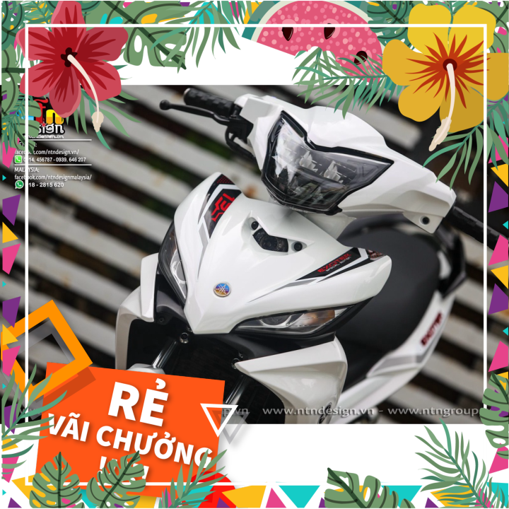 Tem rời dán xe exciter 135 mẫu trắng đen đỏ chữ ex
