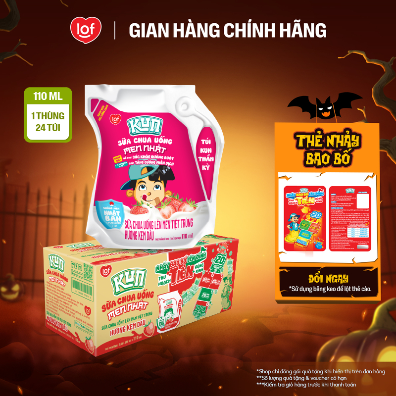 Sữa chua uống KUN vị dâu thùng 24 túi x 110ml