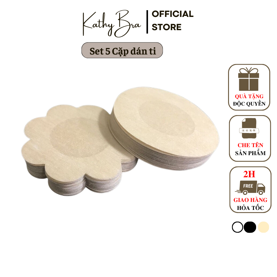 D17 Set 10 Miếng 5 Cặp Miếng Dán Ngực KATHY BRA Dùng 1 Lần Tiện Lợi Bằng Giấy Lụa