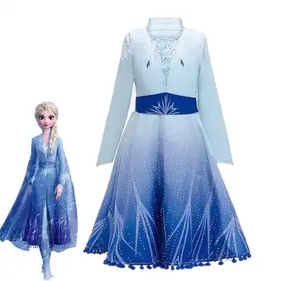 SG Seller Frozen 2 Elsa Anna Party Dress Costume Kids Children party baby cotton material