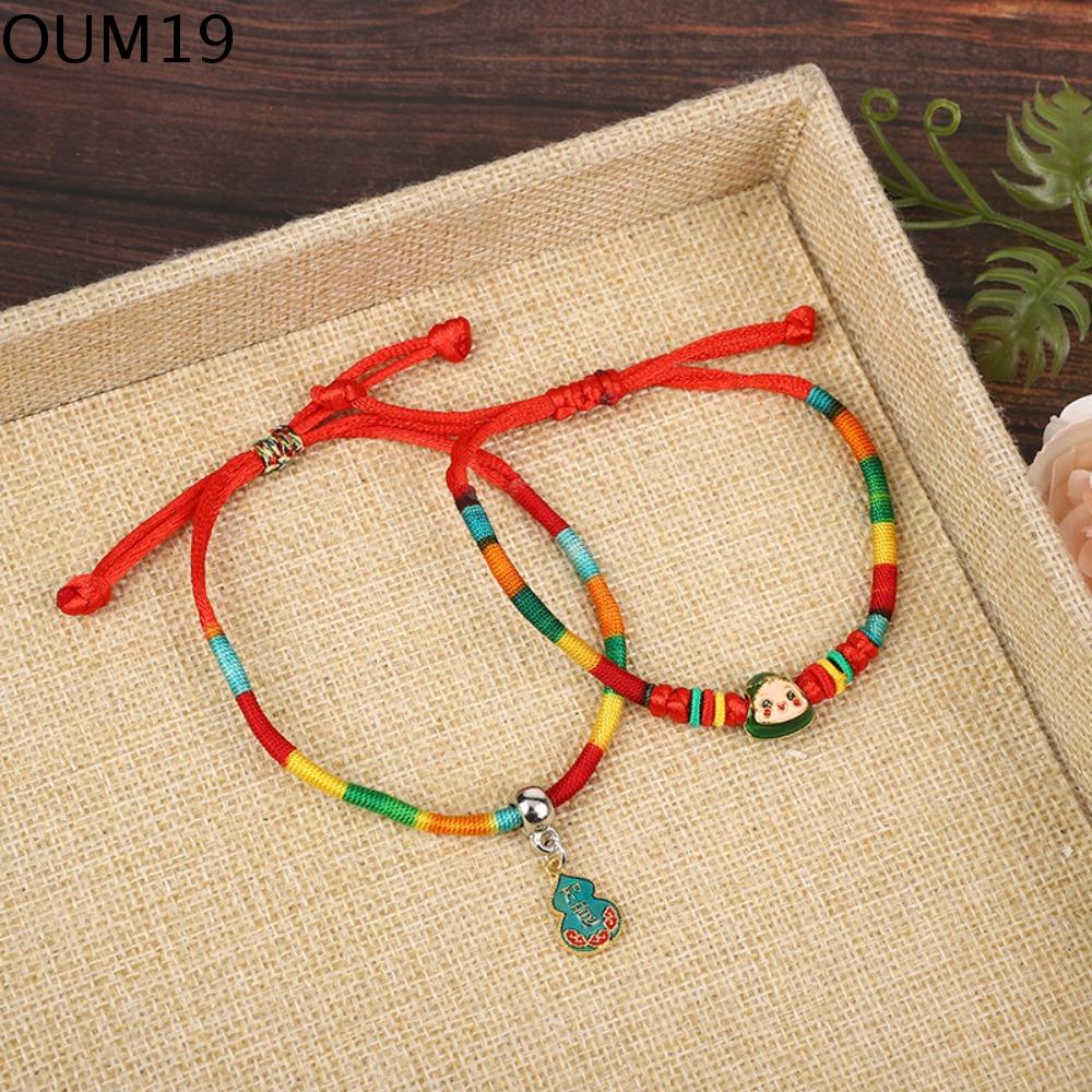 OUM19 dây chuyền zongzi Vòng tay lễ hội thuyền rồng Phong cách Trung Quốc Có thể điều chỉnh Dây bện tay Sáng Tạo Thủ công Vòng tay may mắn màu Trẻ em/người lớn