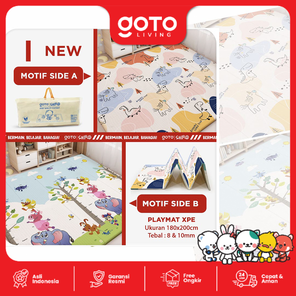 Goto Shiro Playmate Bayi Matras Lipat Playmat Anak Tebal 180x200 cm
