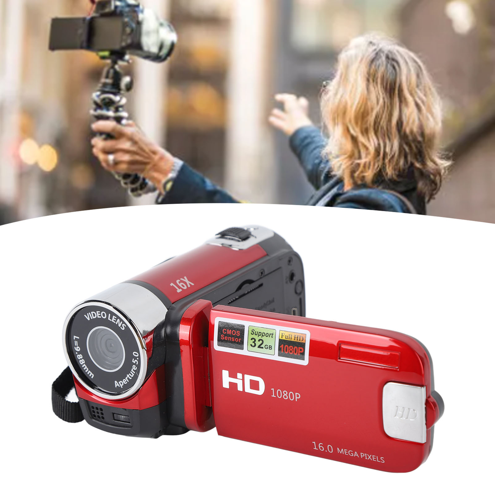DV Camera Multi Use HD Output Portable 2.7in TFT Rotatable Screen 16x