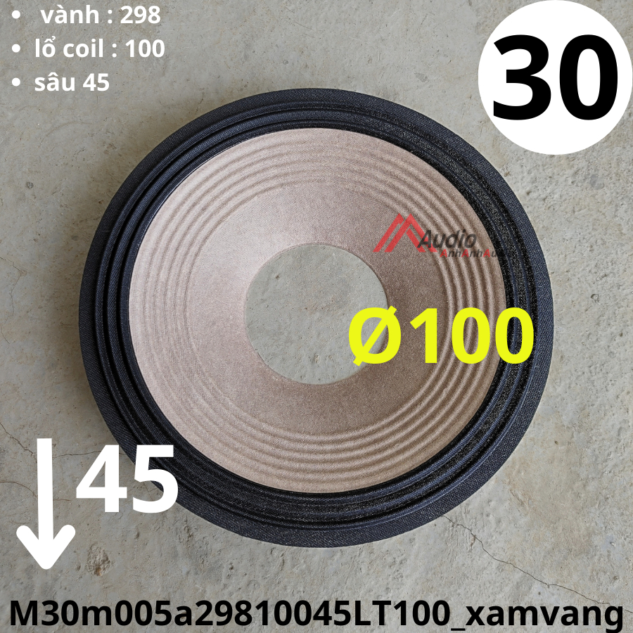 Màng loa bass 30 lổ coil 100 cao 45