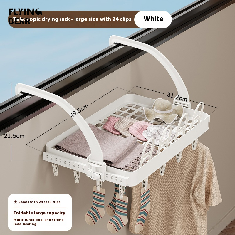 Bay Gấu Ban Công giá giày móc treo quần áo gấp được Với Socks' Clip Và Làm Khô Khay Đa Chức Năng Khô Tiện Ích