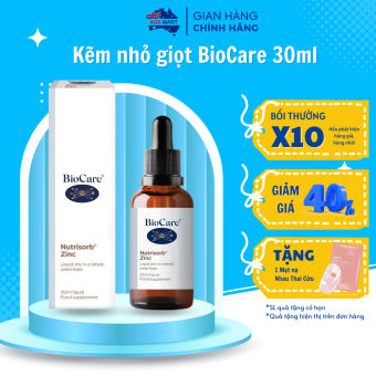 Kẽm nhỏ giọt BioCare Tăng Sức Đề Kháng BioCare Zinc Dạng Giọt 30ml - AUS Việt Nam
