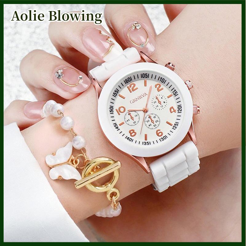 Aolie 5 cái bộ Thời Trang Phụ Nữ Xem Vòng Quay Cổ Điển Đồng Hồ Phụ Nữ Đơn Giản Đồng Hồ & Trang Sức Set Cho Nữ Món Quà