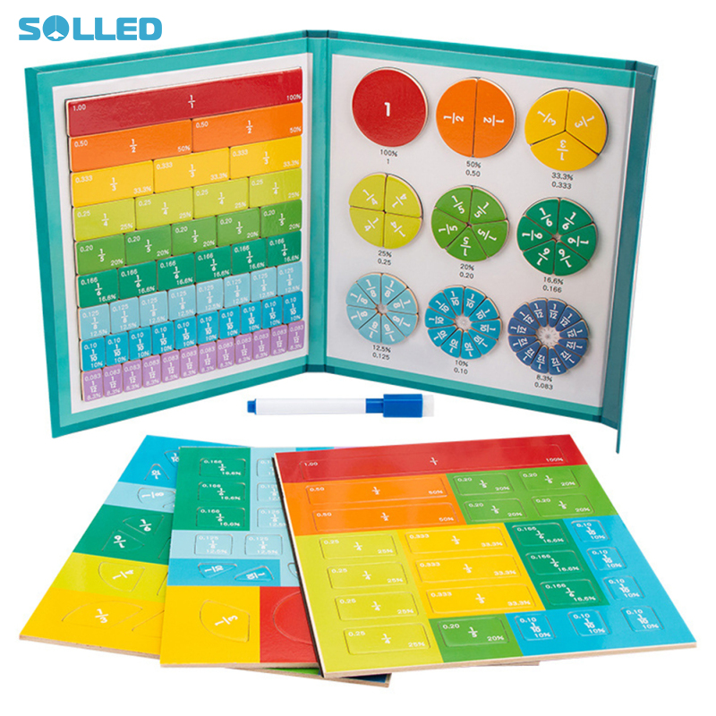 Magnetic Fraction Puzzle Teaching Aids Math Fractions Manipulative Educational Toys Gifts For Boys Girls