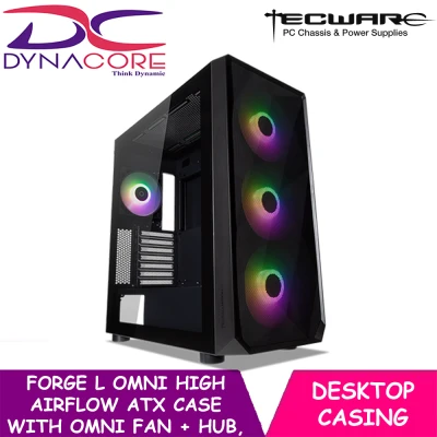 DYNACORE - TECWARE FORGE L OMNI High Airflow ATX Case with OMNI fan + hub, 3x 14cm ARGB PWM, 1x 12cm ARGB PWM