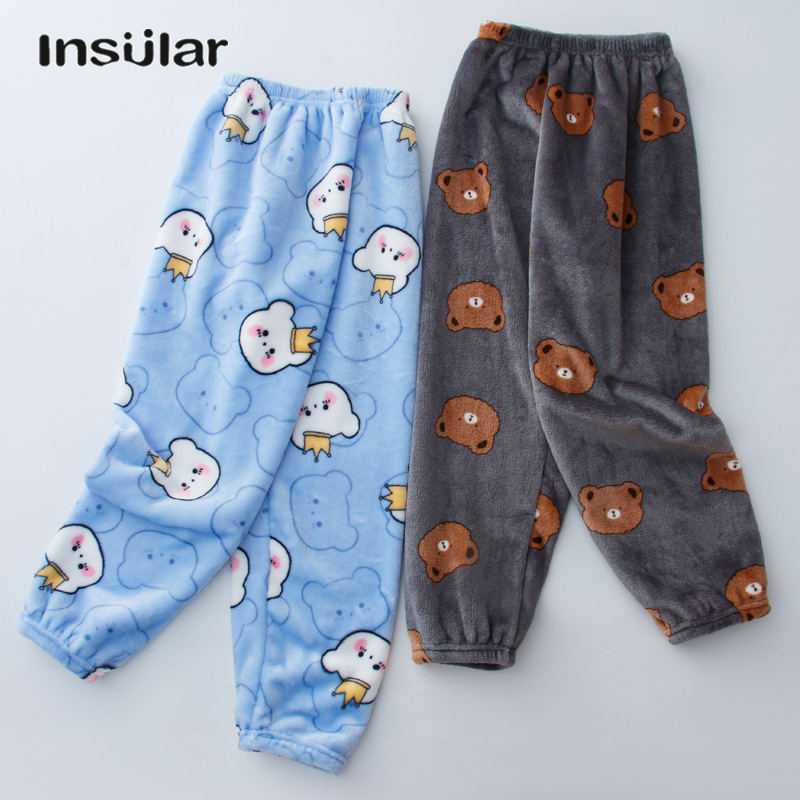 Insular Children s pajamas, baby flannel trousers, boys loose home trousers