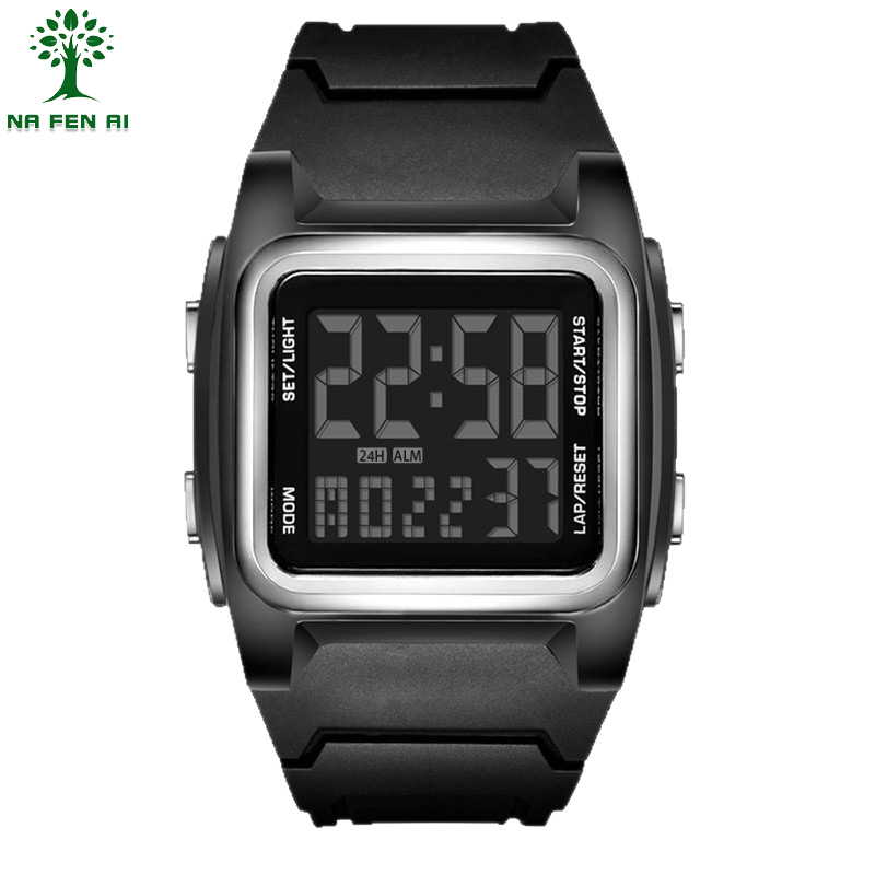 NA FEN AI Fashion Square Digital Watch with Chronograph and Night Light for Students ราคา 65 บาท*ส่งฟรี