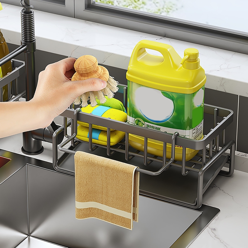 Tự thoát nước kệ để trên bồn rửa bát bồn rửa bếp bằng inox giá thoát nước xà phòng Sponge chủ giá sắp xếp Bồn Rửa Nhà Bếp