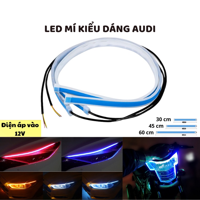 Dải đèn chạy ban ngày trên ô tô, dải dẫn sáng, đèn LED xé mắt, dải mềm trang trí xe đua Dải sáng Dây Đèn Led Mí Audi Cho Ô tô và Xe Máy Hiệu Ứng 2 Chế Độ Xi Nhan Chạy Đuổi