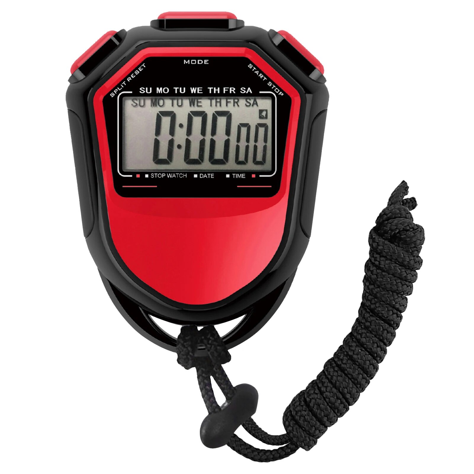 Red Red Waterproof Stopwatch Digital Handheld LCD Timer Chronographs