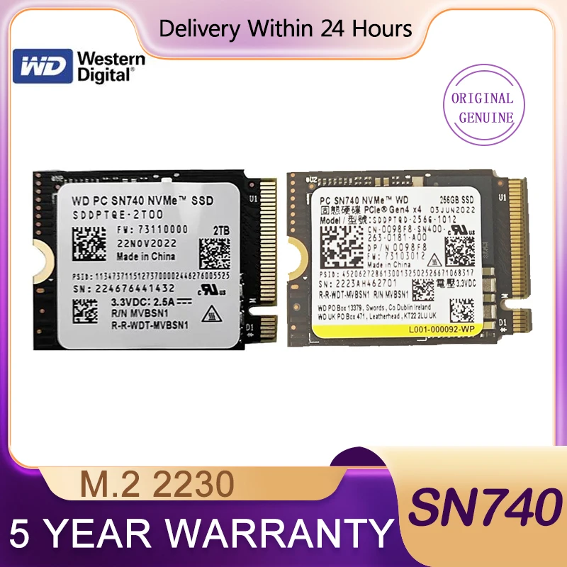 WD SN740 1TB 2TB 512GB 256GB M.2 SSD 2230 NVMe PCIe Gen 4x4 3x4 SSD For Microsoft Surface ProX Steam