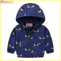 Gigicloud Baby Boys Soft Hooded Jacket Loose Comfortable Warm Cartoon Printing Long Sleeve Elastic Cuffs Cardigan Jacket Full Zip Shirts