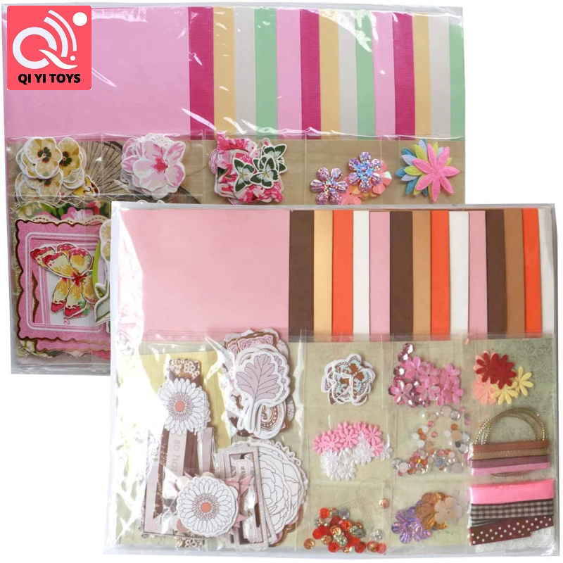 Diy Handmade Greeting Card Material Pack Colored Paper Ribbons Delicate