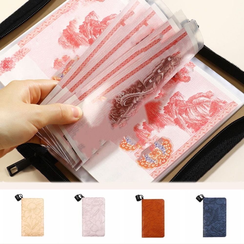ZIPMOH Da PU Sổ tay tiết kiệm tiền Lưu trữ ví Công cụ lập kế hoạch ngân sách Người tổ chức kế hoạch Thời trang Phong bì tiền Sổ sách tài khoản Quà tặng năm mới