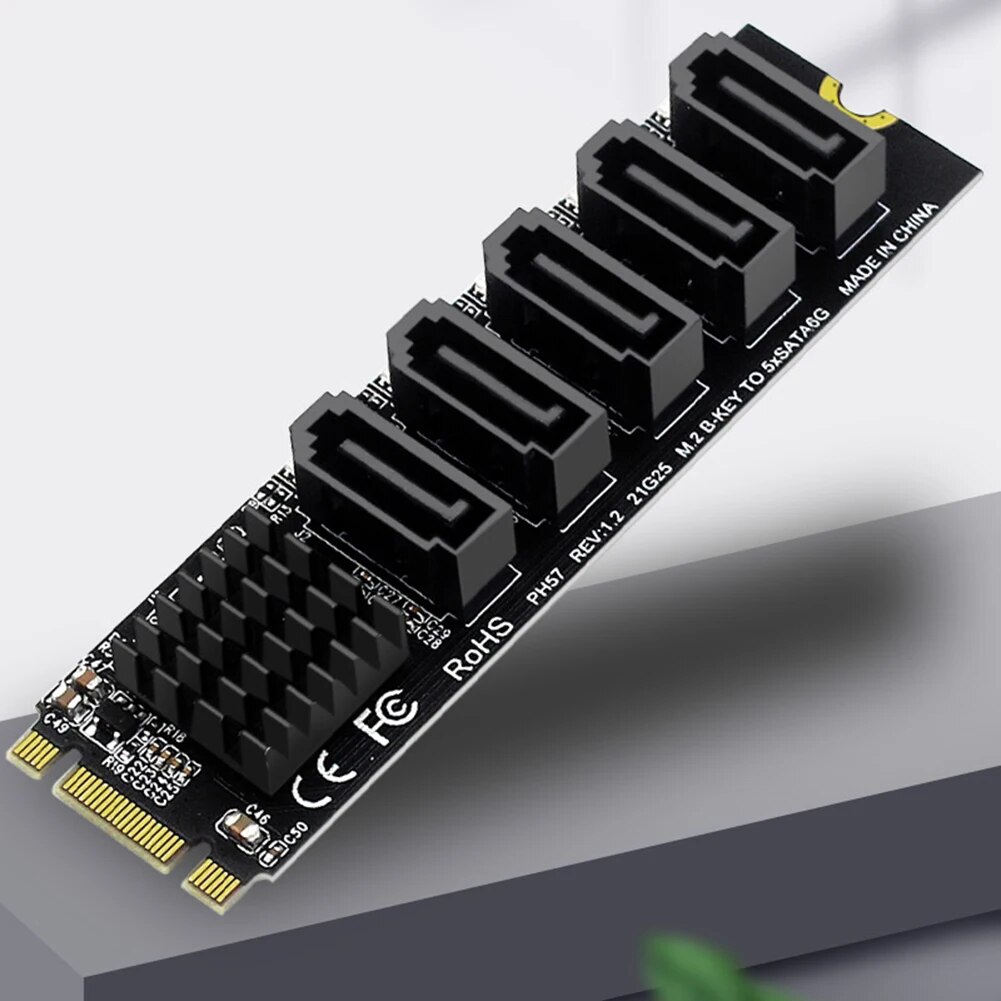 M.2 Ngff Để 5 Cổng Bộ chuyển đổi SATA M2 Ngff B-Key 6Gbps SSD Để Sate3 bo mạch mở rộng JMB585 Chipset Cắm Và Chơi Cho Máy tính để bàn