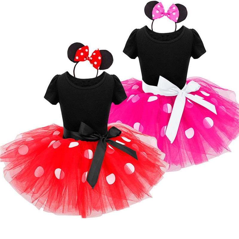 Kid Dresses for Girl Birthday Easter Cosplay Minnie Mickey Mouse Dot Dress