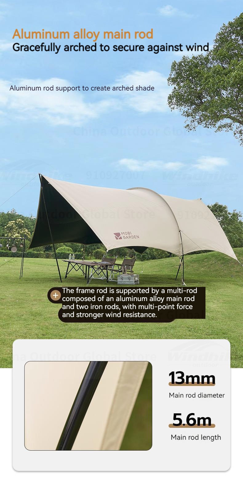MOBI GARDEN Outdoor Camping Picnic Tent Anti-vinyl Canopy Rain Anti-ultraviolet 50+ Large-size Tunnel-type Oxford View D250 · v49