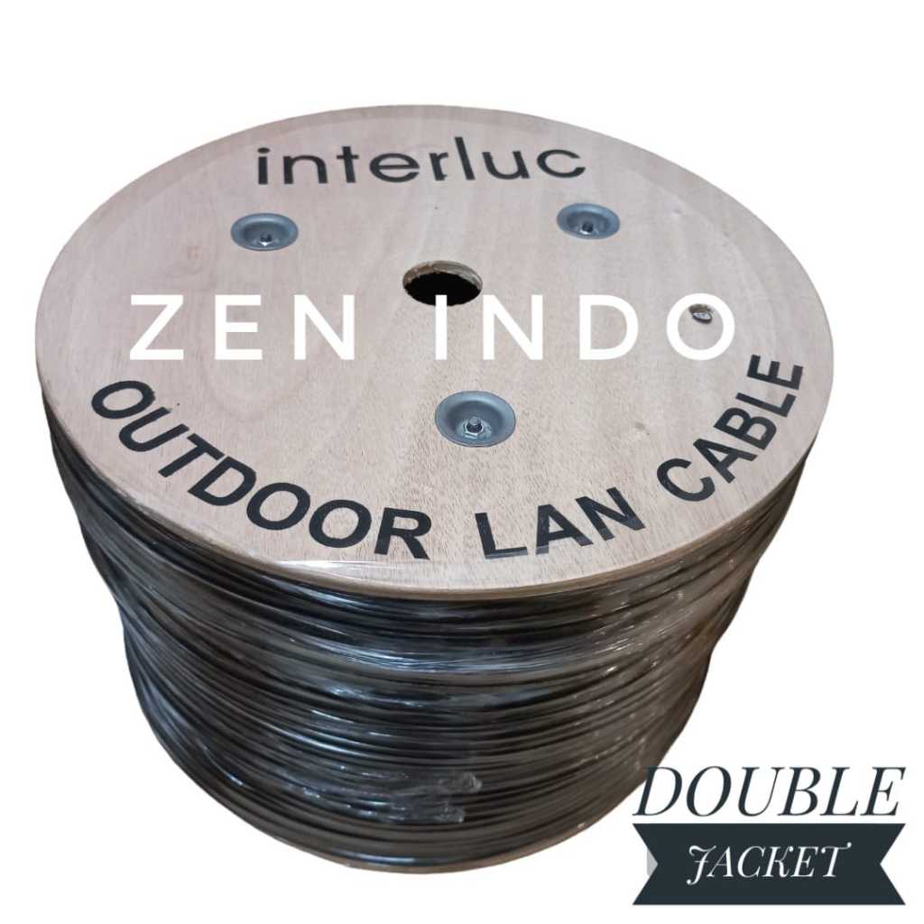 Kabel Lan FTP SFTP Cat5e Cat 5e Outdoor Double Jacket INTERLUC SPECTRA Hitam 1 roll 305 Meter Harga 470,000 rupiah*Gratis Ongkir