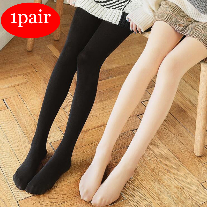 85/220/300g Skin Effect Leggings Women'S Fleece Tights Winter Pantyhose Fake  Translucent Wool Sock Pants High Elastic Stockings