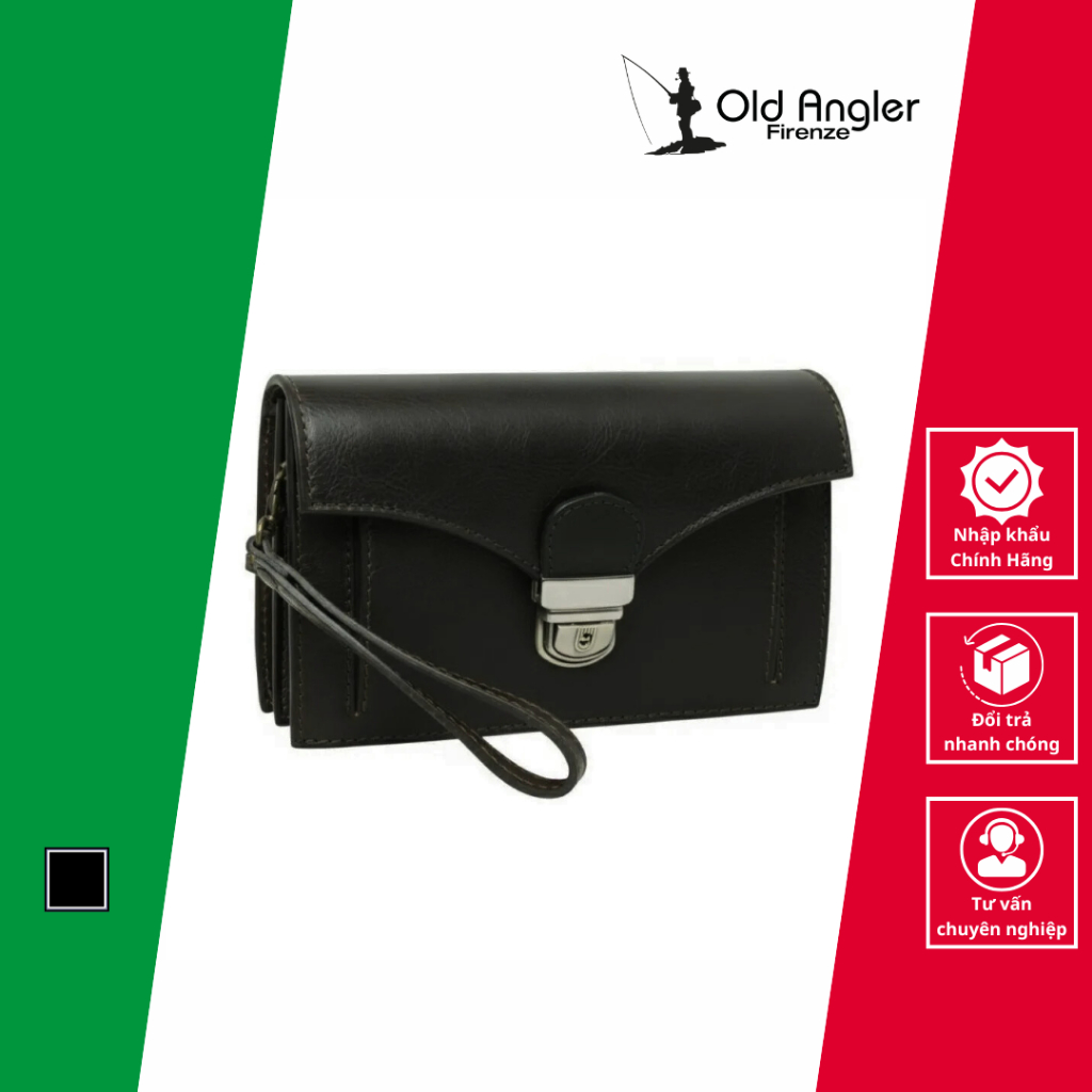 Ví Cầm Tay Clutch Da Full Grain Màu Đen - Old Angler - Sản Xuất Thủ Công Từ Italy_073989NE