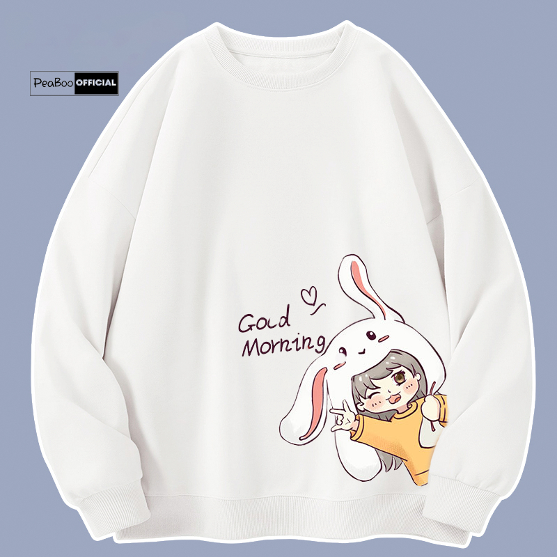 Áo Sweater Good Morning Nam Nữ By PEABOO Unisex Chất Nỉ Lót Bông Form Rộng