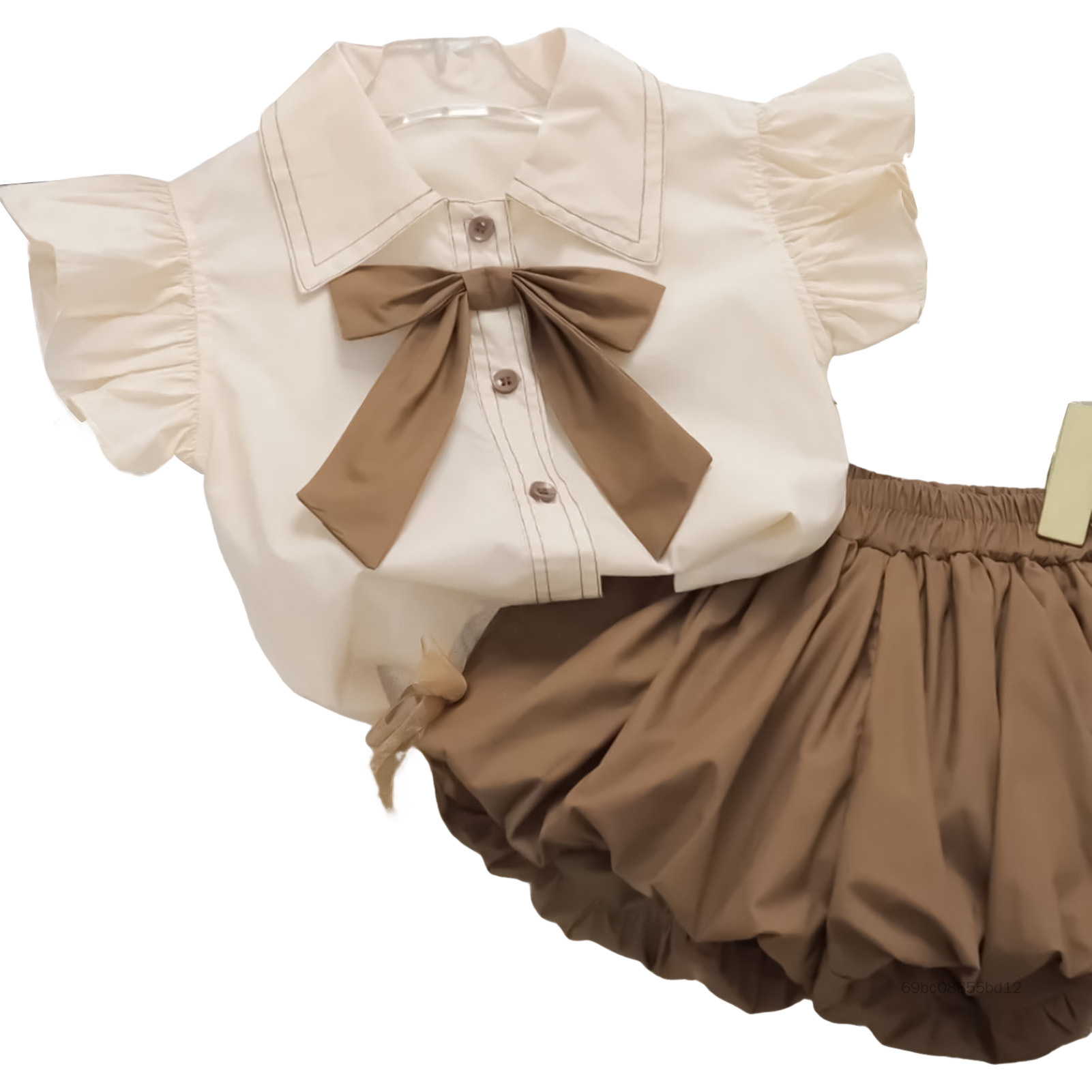 Áo sơ mi thời trang trẻ em và quần short với áo sơ mi nữ thiết kế mặt trước cho trẻ em mặc đồ mùa hè GI1-VN