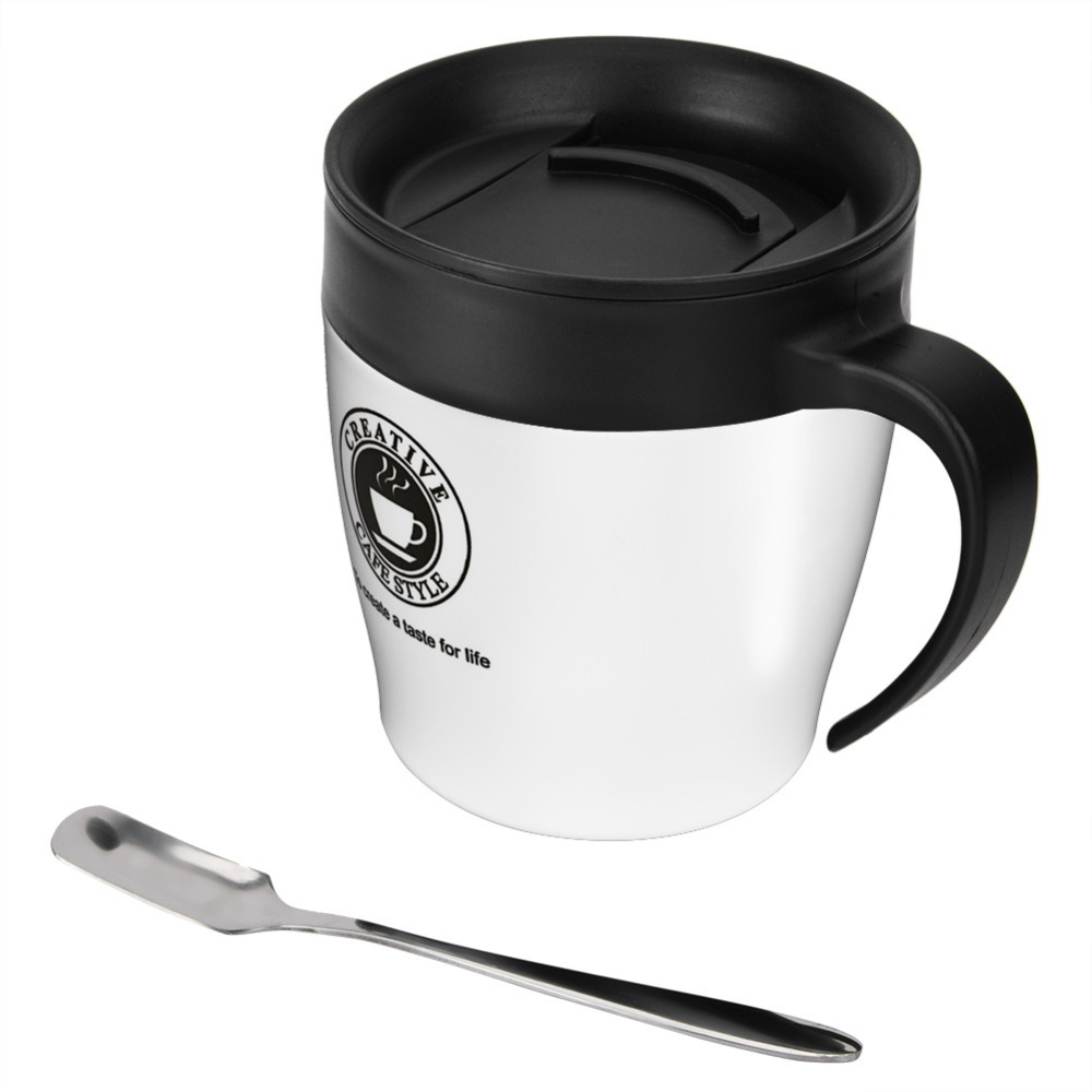 ORWHITE SHOP Cách nhiệt Cốc cà phê cách nhiệt bằng thép không gỉ Thép không gỉ Với thìa Cốc nước Hộp đựng cà phê Có nắp Cốc cà phê kèm thìa Sử dụng trong nhà bếp - 6