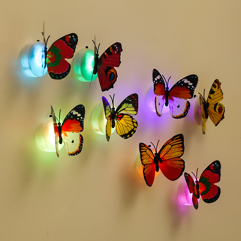 10pcs 3D Butterfly Night Light Sticker / Colorful LED Night Lights Lamp Mood Light / Romantic LED Butterfly Night Light / for Christmas Wedding Birthday Party Decor