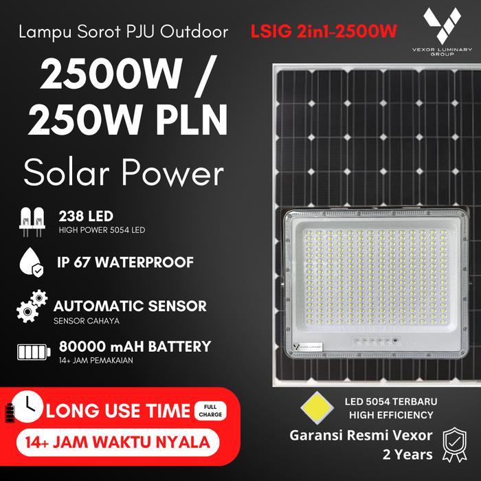 LAMPU SOROT LED 250 WATT TENAGA SURYA FLOOD LIGHT SOLAR POWER VEXOR LUMINARY LSIG 2500W-Majuterus02 Giá 1,521,500 Đồng*Miễn phí vận chuyển
