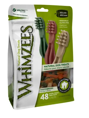 [3 PACKS] Whimzees Natural Dog Chews Value Bag (Toothbrush) - Extra Small (XS)