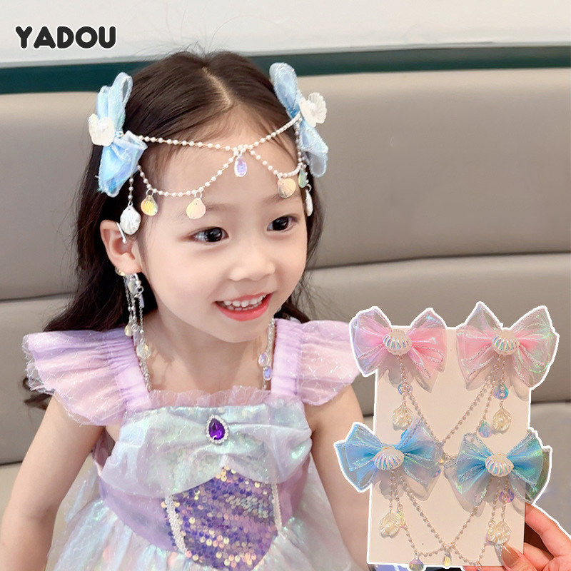 YADOU Girls Headwear Children s Fairy Bow Knot Forehead Beads Tassel Girls