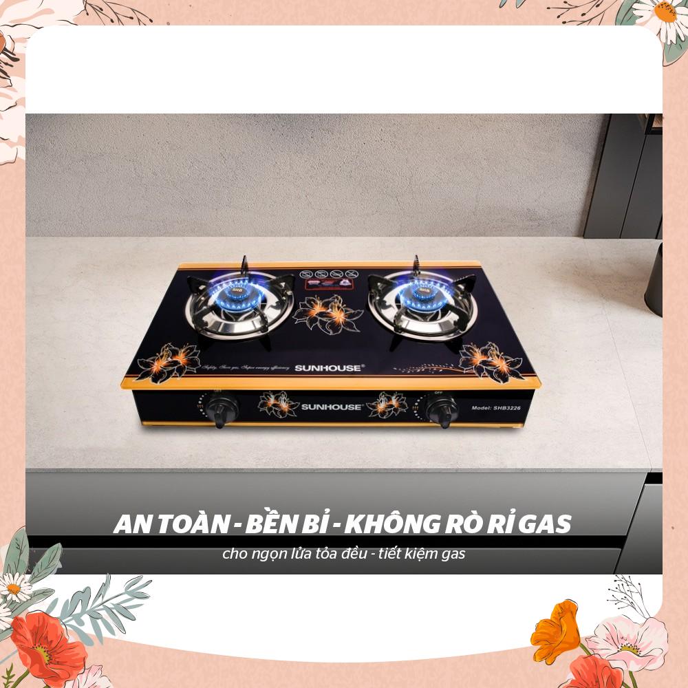 Bếp ga dương kính sunhouse SHB 3226, đầu đốt từ đồng thau hạn chế bào mòn, ngọn lửa tỏa đều, tiết kiệm gas