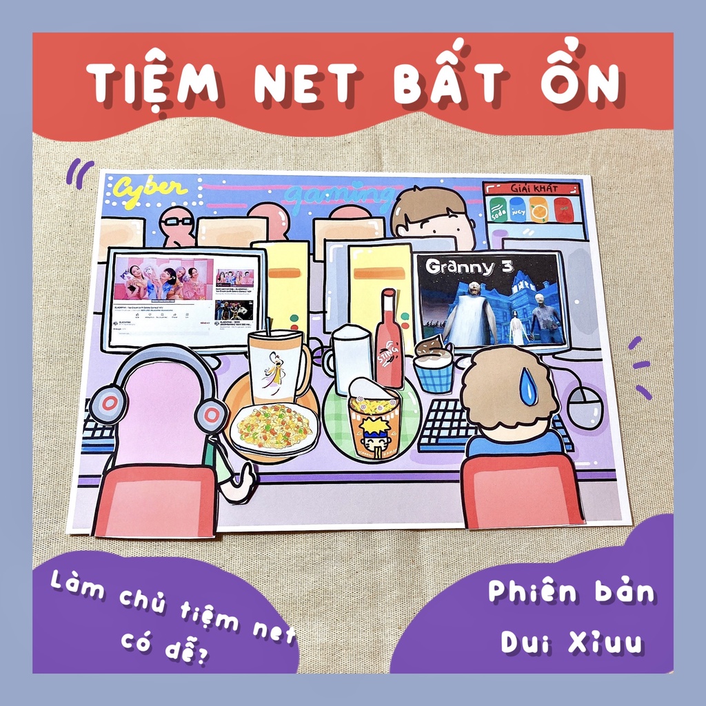 Bộ Tranh Đồ Chơi Giấy Cô Tiên Xanh Tiệm Net Bất Ổn