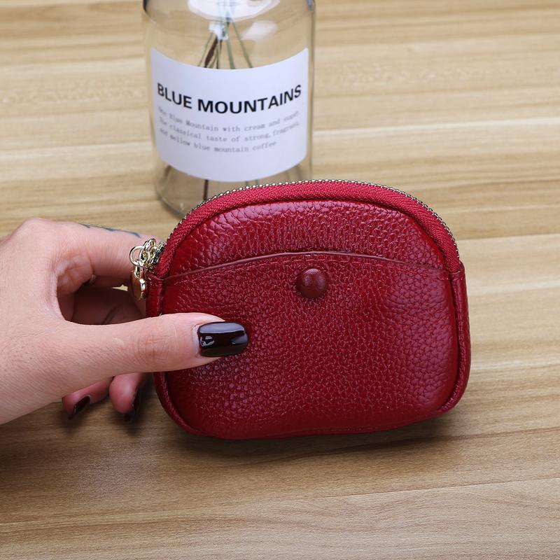 Kulit asli Dompet Uang Receh model wanita Mini dompet koin Imut minimalis Korea Selatan kulit sapi model pendek dompet kecil 2019 model baru pasang