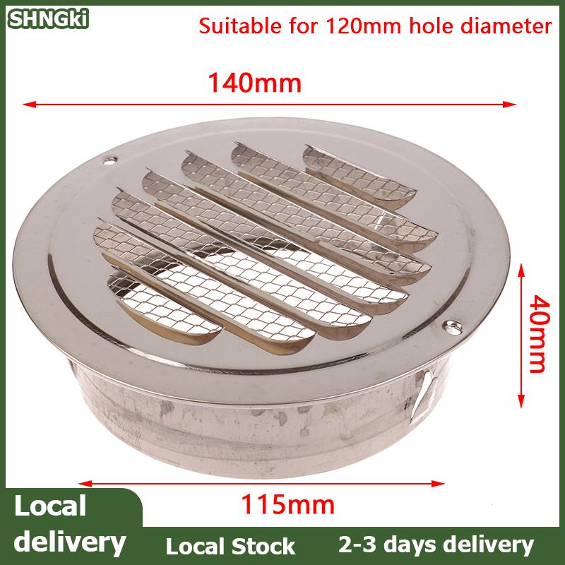SHNGki Local Delivery 70 80 100 120 150mm Vòng thép không gỉ Air Vent lưới tản nhiệt côn trùng bảo vệ nhà bên ngoài tường ống thông gió công cụ